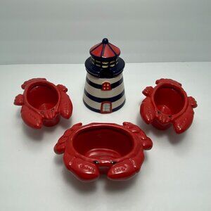 Boston Warehouse Lighthouse Lobster Crab Serving Set | Summer Coastal | 4 Piece